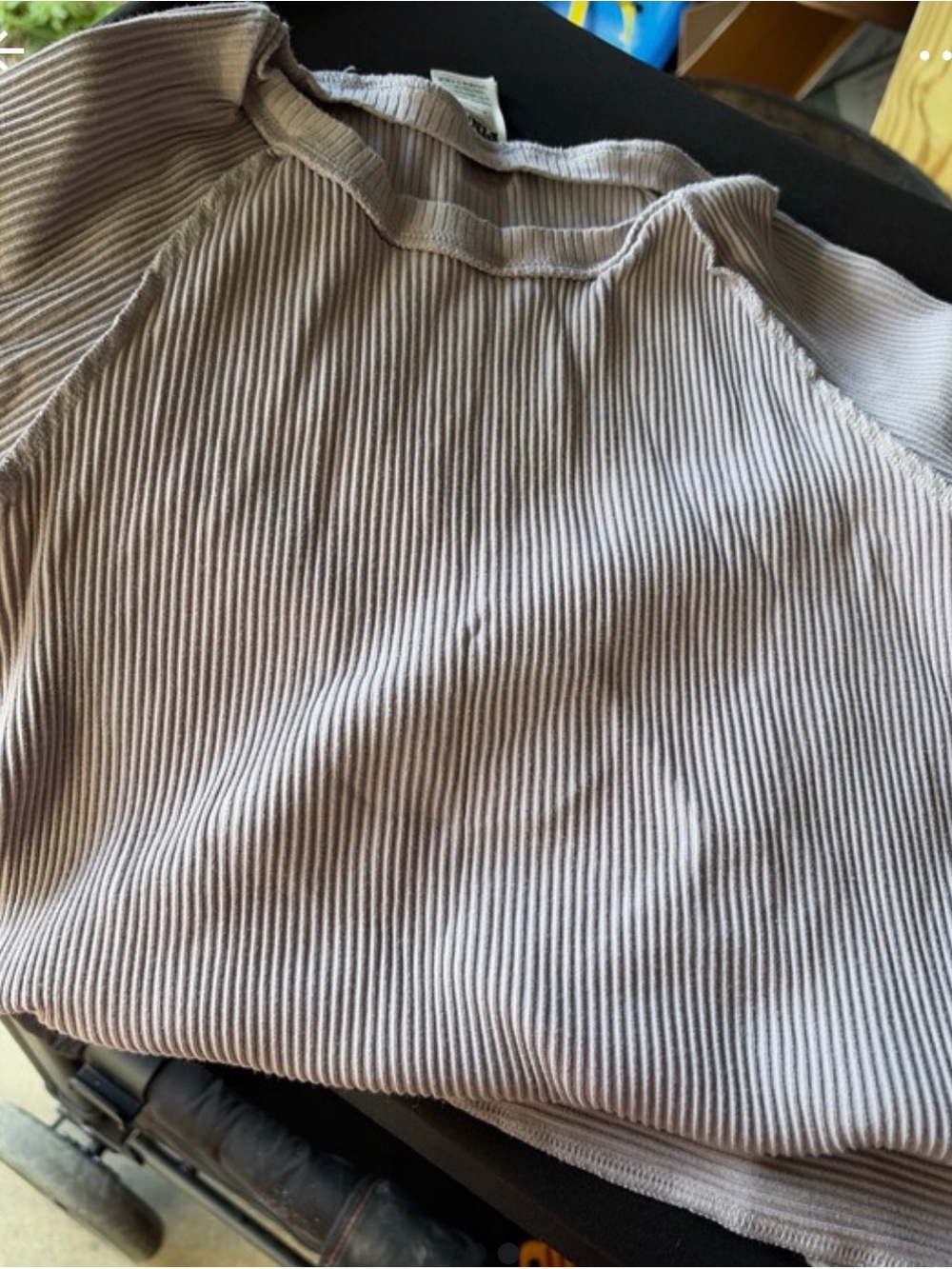 PINK Victoria's Secret Ribbed Long Sleeve Top in Taupe